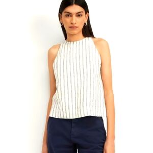 Everlane White and Black Striped Top